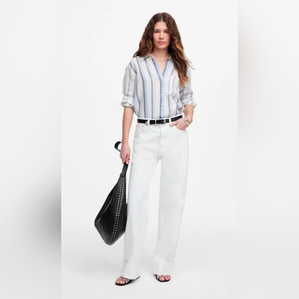 Madewell Low-Slung Baggy Pure White Rigid Jean Size Petite 31
